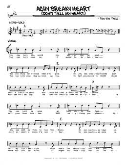 page one of Achy Breaky Heart (Don't Tell My Heart) (Real Book – Melody, Lyrics & Chords)
