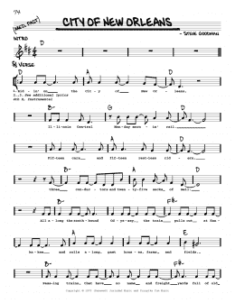 page one of City Of New Orleans (Real Book – Melody, Lyrics & Chords)
