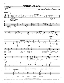 page one of Country Boy (Real Book – Melody, Lyrics & Chords)