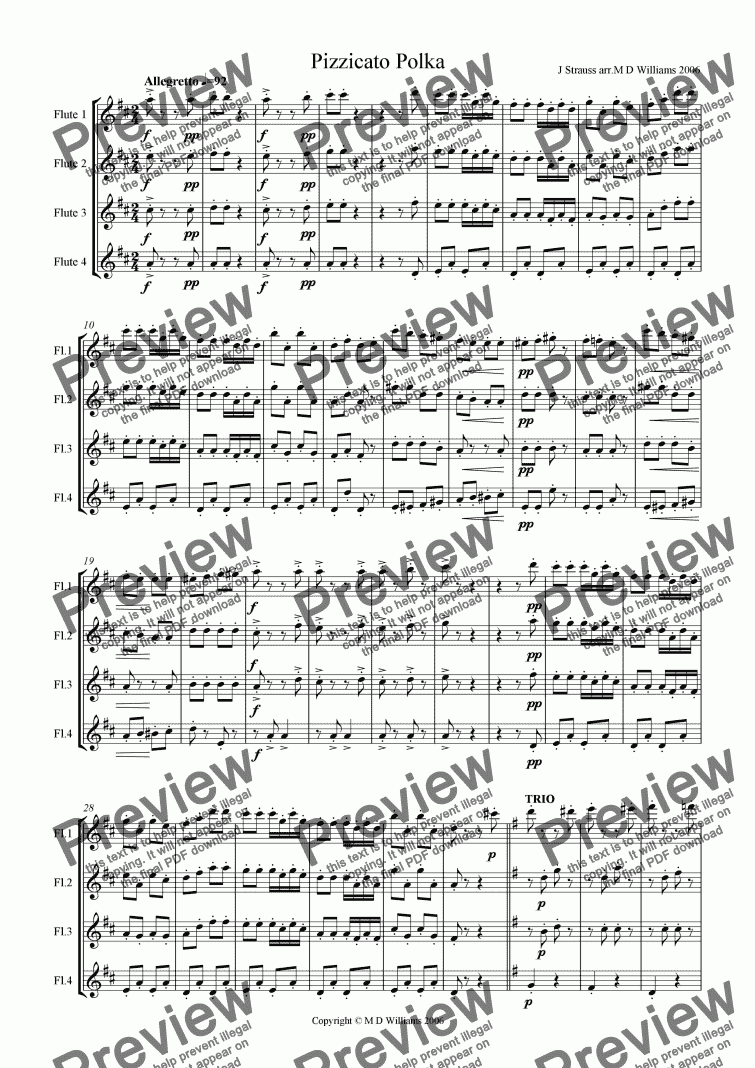 page one of Flute Quartet: Strauss Pizzicato Polka