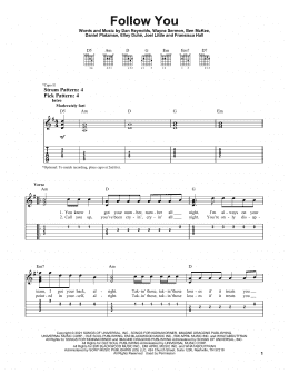 page one of Follow You (Easy Guitar Tab)