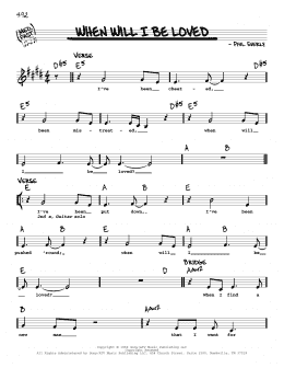 page one of When Will I Be Loved (Real Book – Melody, Lyrics & Chords)