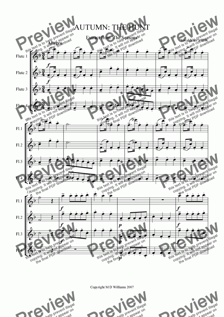 page one of Vivaldi Seasons Suite: The Hunt ( Autumn )
