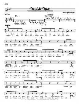 page one of Tulsa Time (Real Book – Melody, Lyrics & Chords)