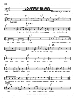 page one of Lovesick Blues (Real Book – Melody, Lyrics & Chords)