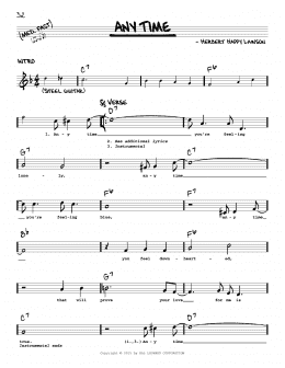 page one of Any Time (Real Book – Melody, Lyrics & Chords)