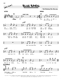 page one of Blue Bayou (Real Book – Melody, Lyrics & Chords)