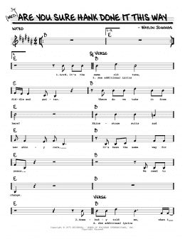 page one of Are You Sure Hank Done It This Way (Real Book – Melody, Lyrics & Chords)
