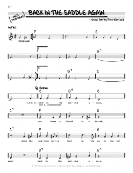 page one of Back In The Saddle Again (Real Book – Melody, Lyrics & Chords)