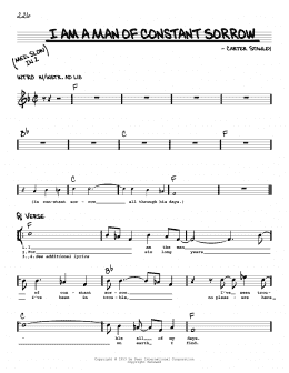page one of I Am A Man Of Constant Sorrow (Real Book – Melody, Lyrics & Chords)