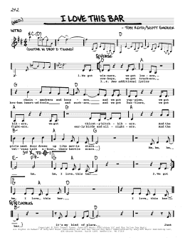 page one of I Love This Bar (Real Book – Melody, Lyrics & Chords)