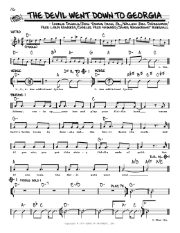 page one of The Devil Went Down To Georgia (Real Book – Melody, Lyrics & Chords)
