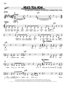 page one of Need You Now (Real Book – Melody, Lyrics & Chords)