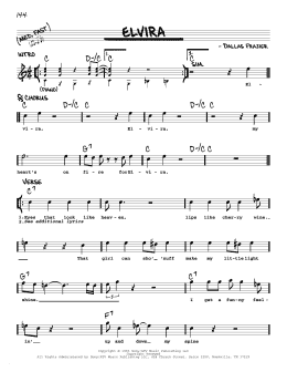 page one of Elvira (Real Book – Melody, Lyrics & Chords)
