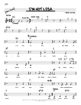 page one of I'm Not Lisa (Real Book – Melody, Lyrics & Chords)