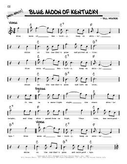 page one of Blue Moon Of Kentucky (Real Book – Melody, Lyrics & Chords)