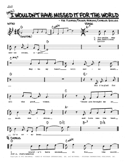 page one of I Wouldn't Have Missed It For The World (Real Book – Melody, Lyrics & Chords)
