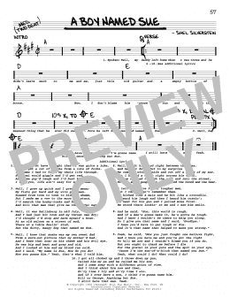 page one of A Boy Named Sue (Real Book – Melody, Lyrics & Chords)