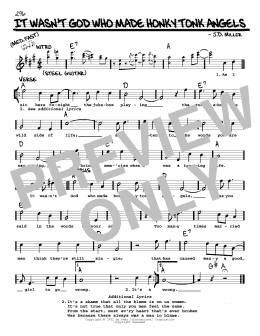 page one of It Wasn't God Who Made Honky Tonk Angels (Real Book – Melody, Lyrics & Chords)