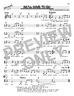 page one of He'll Have To Go (Real Book – Melody, Lyrics & Chords)
