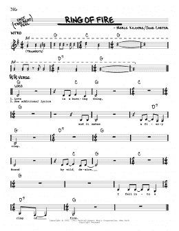 page one of Ring Of Fire (Real Book – Melody, Lyrics & Chords)