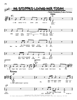 page one of He Stopped Loving Her Today (Real Book – Melody, Lyrics & Chords)