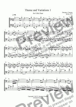 page one of Theme and Variations 1 for Cello Duet