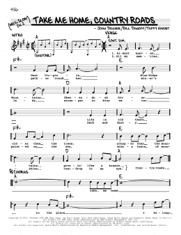 page one of Take Me Home, Country Roads (Real Book – Melody, Lyrics & Chords)