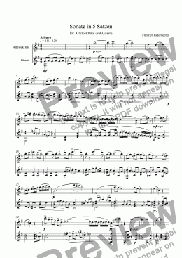 page one of Sonate in 5 Sätzen für Altblockflöte und Gitarre
