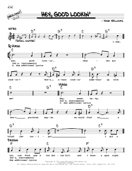 page one of Hey, Good Lookin' (Real Book – Melody, Lyrics & Chords)