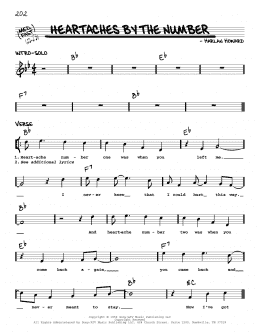 page one of Heartaches By The Number (Real Book – Melody, Lyrics & Chords)
