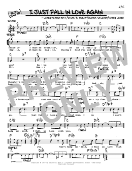 page one of I Just Fall In Love Again (Real Book – Melody, Lyrics & Chords)