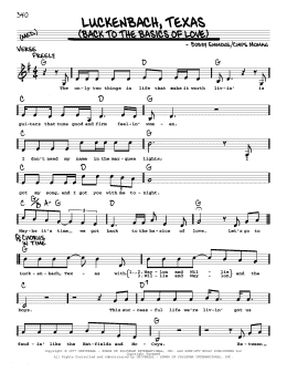 page one of Luckenbach, Texas (Back To The Basics Of Love) (Real Book – Melody, Lyrics & Chords)
