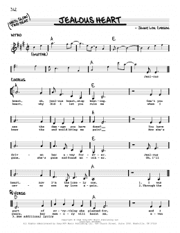 page one of Jealous Heart (Real Book – Melody, Lyrics & Chords)
