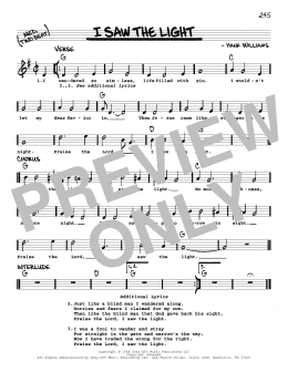 page one of I Saw The Light (Real Book – Melody, Lyrics & Chords)