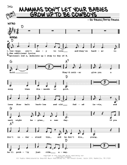 page one of Mammas Don't Let Your Babies Grow Up To Be Cowboys (Real Book – Melody, Lyrics & Chords)