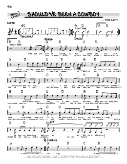 page one of Should've Been A Cowboy (Real Book – Melody, Lyrics & Chords)