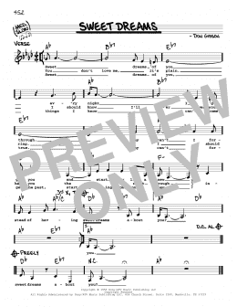 page one of Sweet Dreams (Real Book – Melody, Lyrics & Chords)