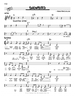 page one of Snowbird (Real Book – Melody, Lyrics & Chords)