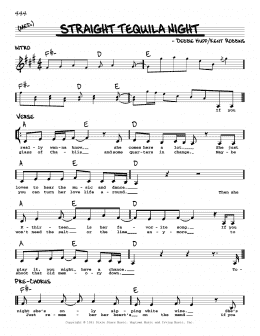 page one of Straight Tequila Night (Real Book – Melody, Lyrics & Chords)