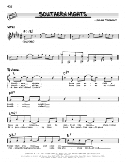 page one of Southern Nights (Real Book – Melody, Lyrics & Chords)