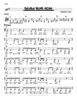 page one of Seven Year Ache (Real Book – Melody, Lyrics & Chords)