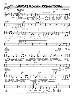 page one of Sunday Mornin' Comin' Down (Real Book – Melody, Lyrics & Chords)
