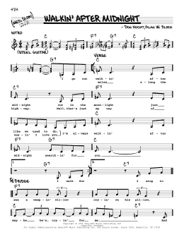 page one of Walkin' After Midnight (Real Book – Melody, Lyrics & Chords)