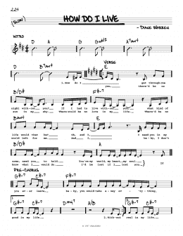 page one of How Do I Live (Real Book – Melody, Lyrics & Chords)