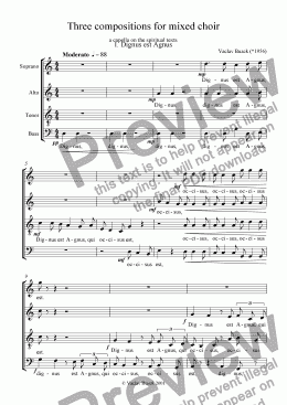 page one of Three compositions for mixed choir on the spiritual texts