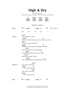 page one of High And Dry (Guitar Chords/Lyrics)