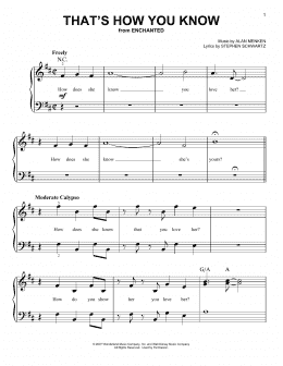 page one of That's How You Know (from Enchanted) (Very Easy Piano)
