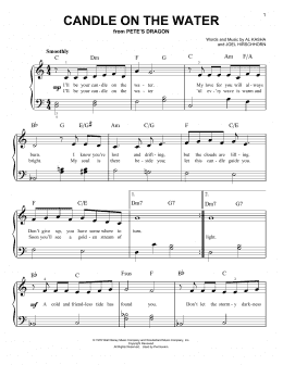 page one of Candle On The Water (from Pete's Dragon) (Very Easy Piano)