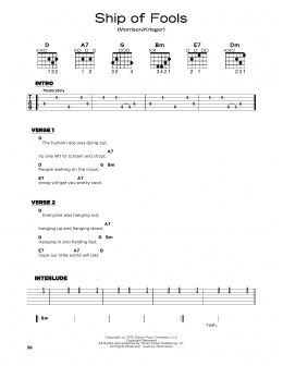 page one of Ship Of Fools (Really Easy Guitar)
